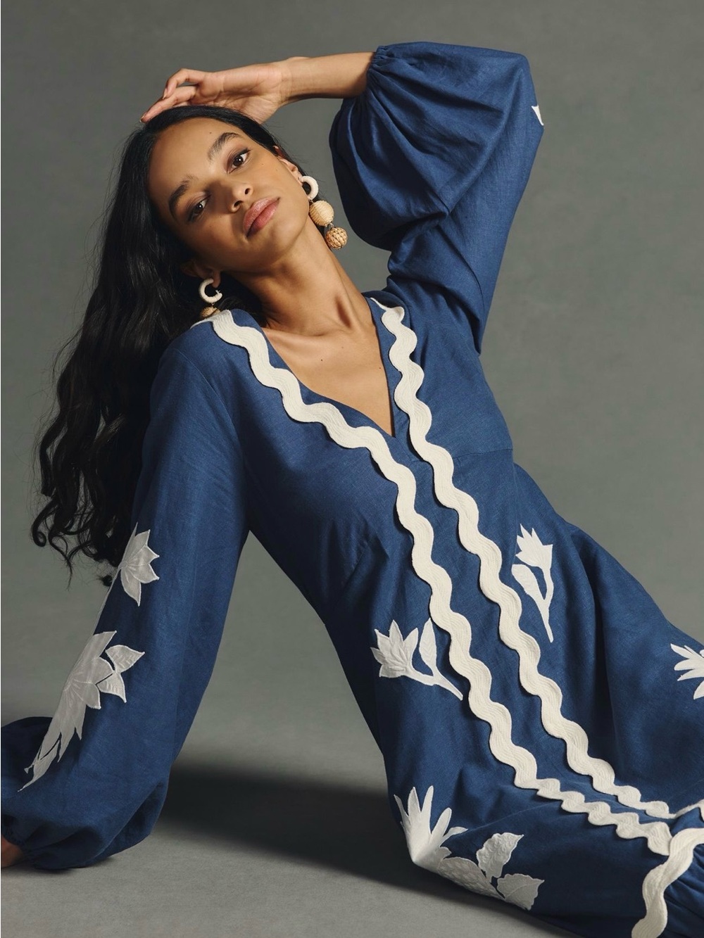 BNWT — Farm Rio Embroidered Long Sleeve Dress — Sz M - Picture 2 of 10